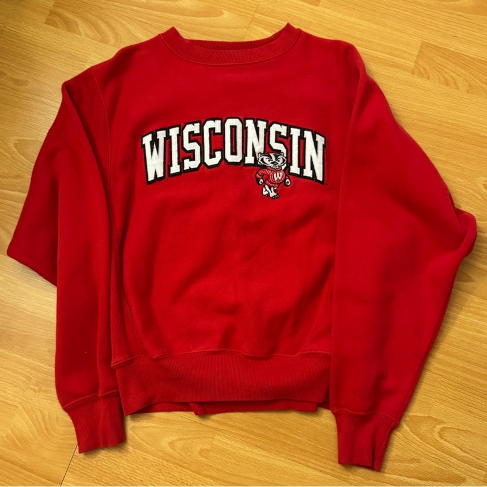 Vintage 90s Wisconsin Red Crew Neck Sweater